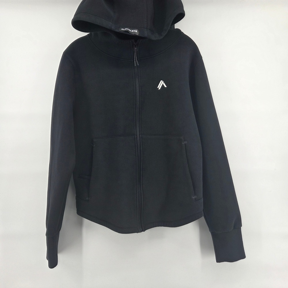 ALPHALETE Hoodie Black Full Zip Athletic Jacket Men's XL‎ Cotton Blend